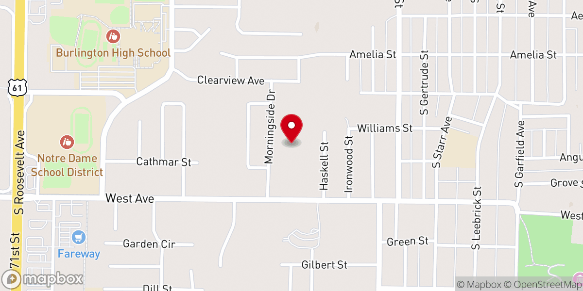 Map showing location of Westwood Center Building