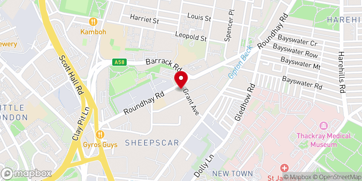 Map showing location of Biserica Crestina Lumina pentru Natiuni Leeds iglesia Cristiana Christian Evanghelical church Leeds Uk