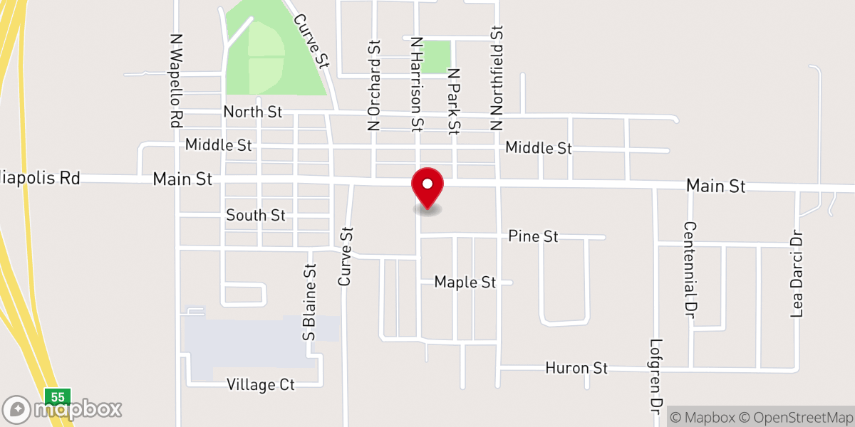 Map showing location of First Baptist Church