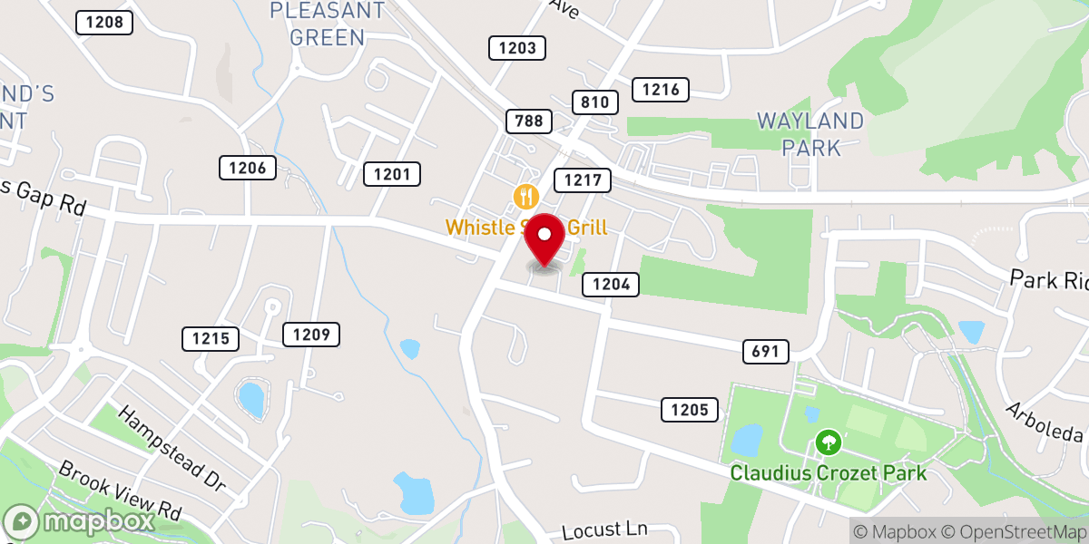 Map showing location of Tabor Presbyterian Church