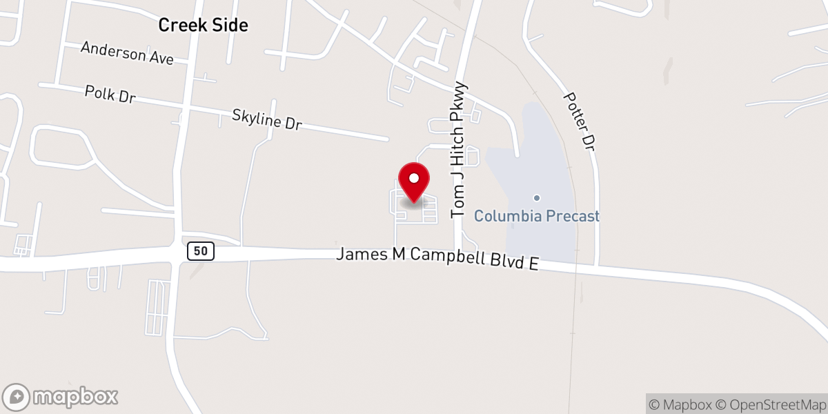 Map showing location of Highland Church of Christ