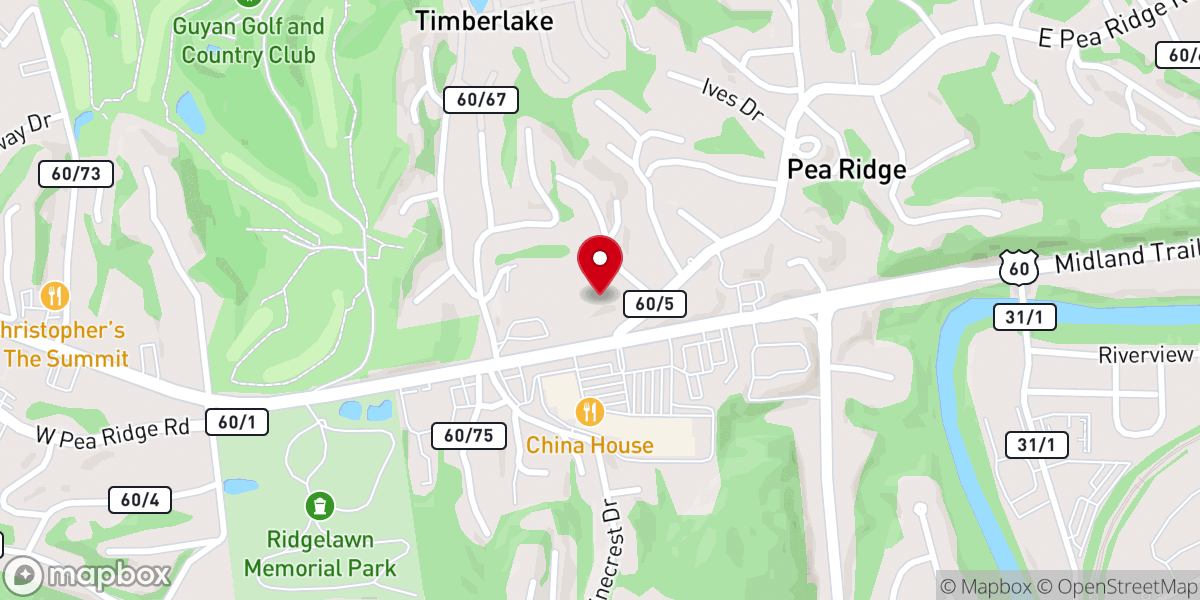 Map showing location of Ridgeview Community Bible Church
