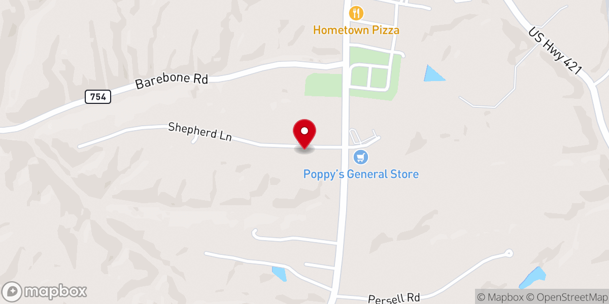 Map showing location of Bedford Springs Church