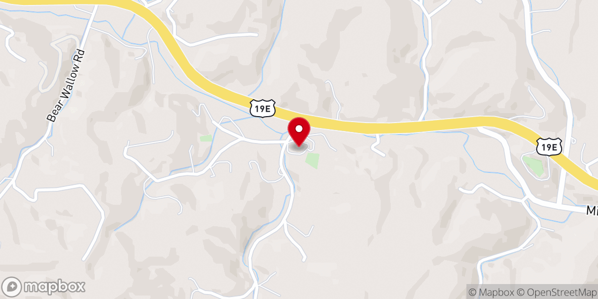 Map showing location of Crabtree Baptist Church