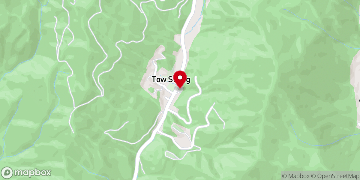 Map showing location of Tow String Baptist Church