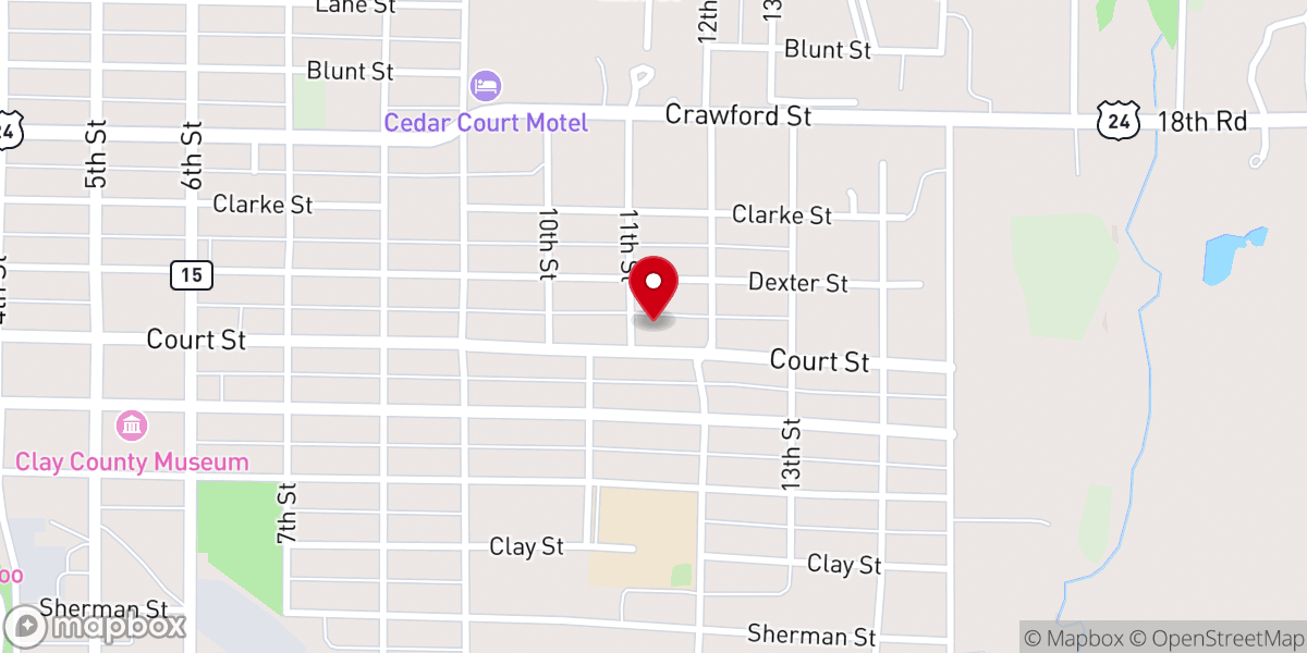Map showing location of Clay Center Wesleyan Church