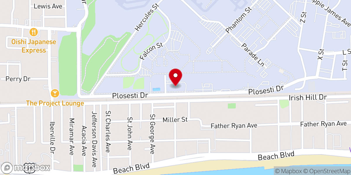 Map showing location of Triangle Chapel, Bldg 7402