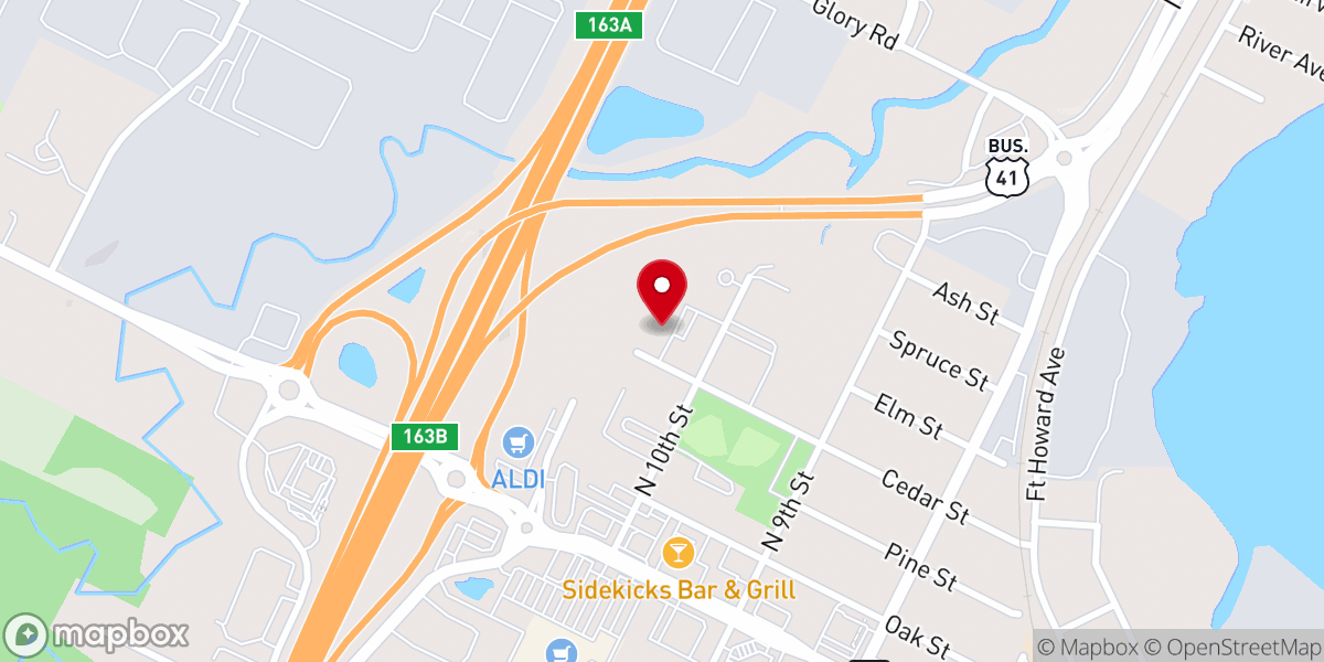 Map showing location of First Congregational United Church of Christ