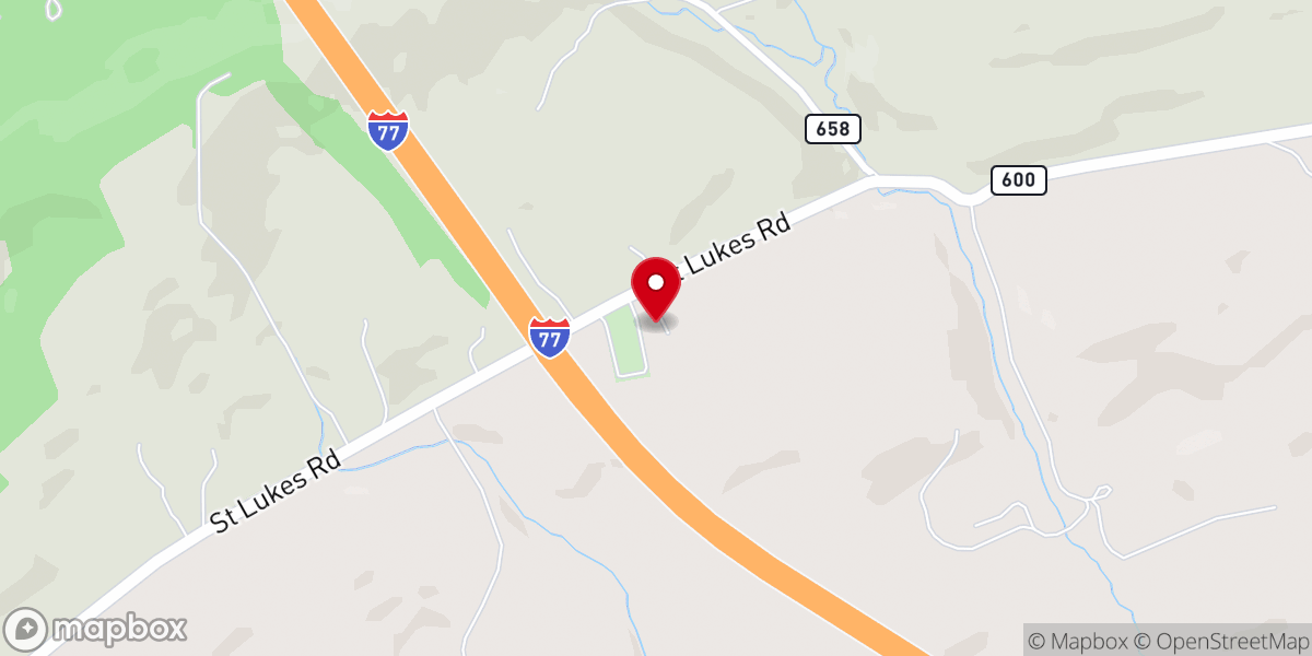 Map showing location of St. Luke Lutheran Church