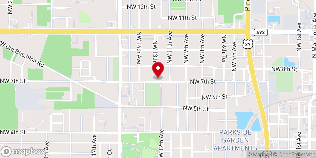 Map showing location of Gospel Temple Church of God in Christ