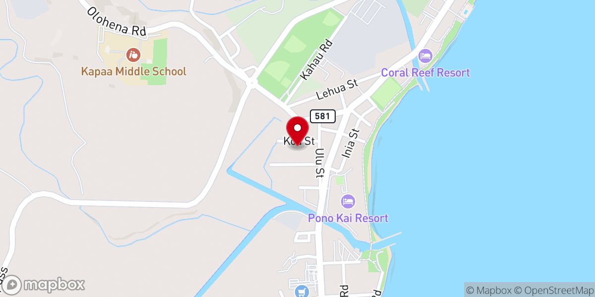 Map showing location of Kapaa Assembly of God Church