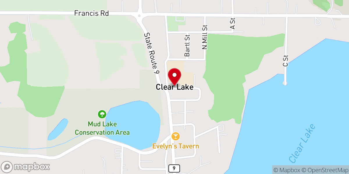 Map showing location of Clear Lake