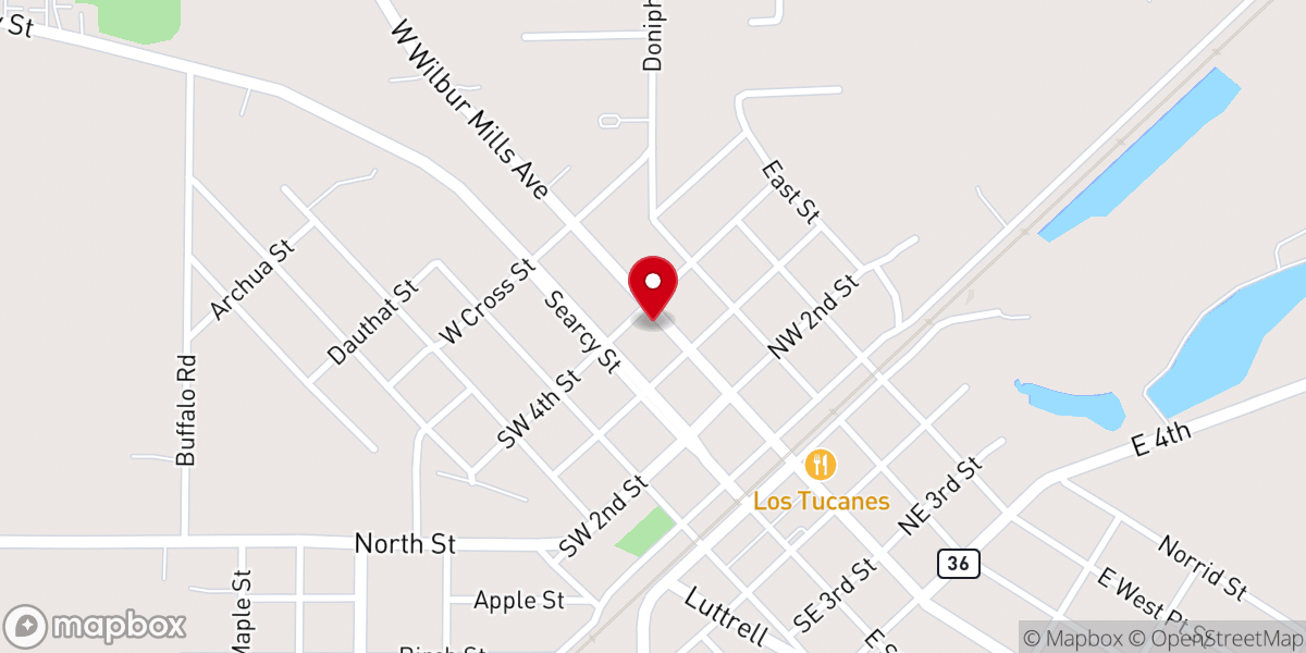 Map showing location of First Baptist Church