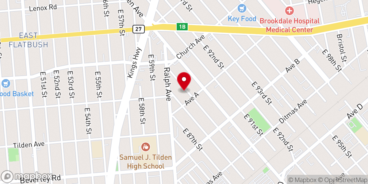 Map showing location of Young Israel of East Flatbush and Remsen