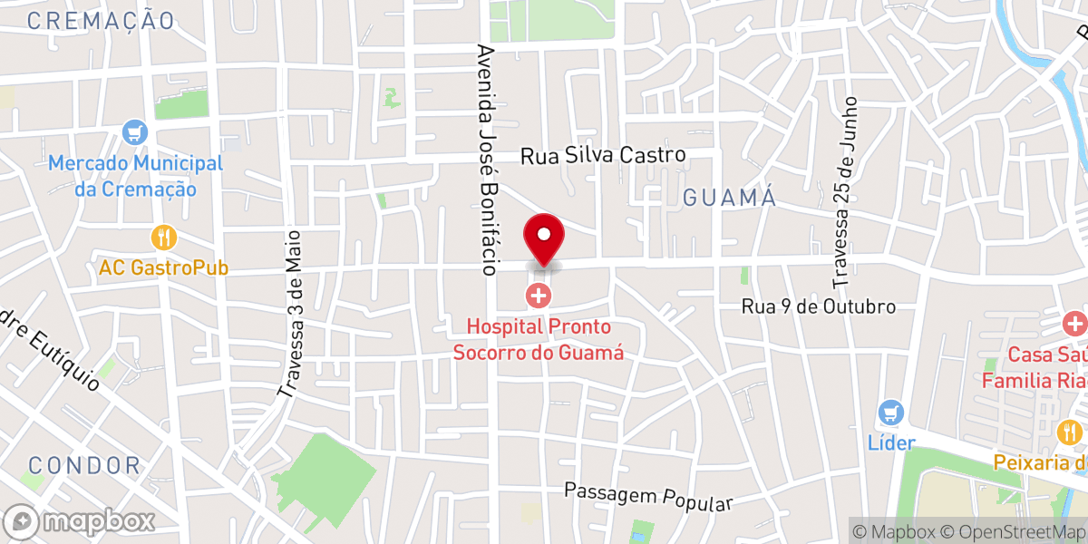 Map showing location of Primeira Igreja Batista do Guamá
