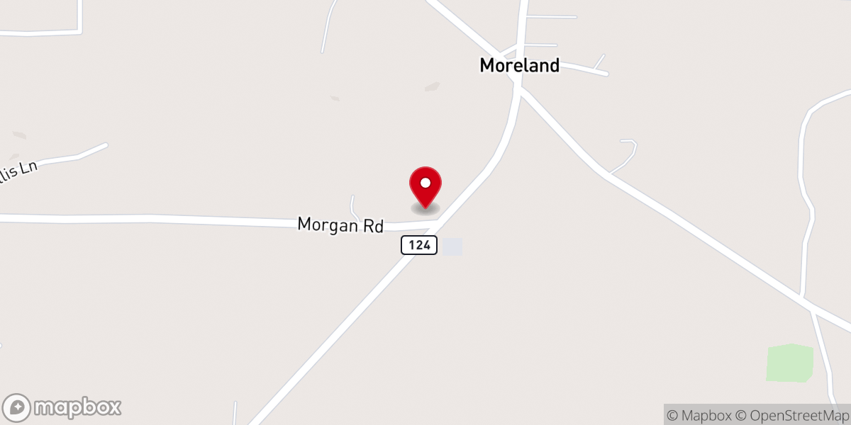 Map showing location of Moreland First Baptist Church