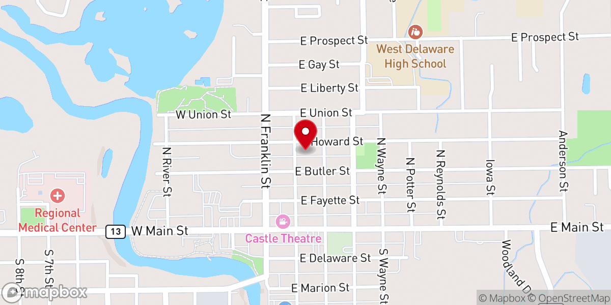 Map showing location of Community Congregational Church