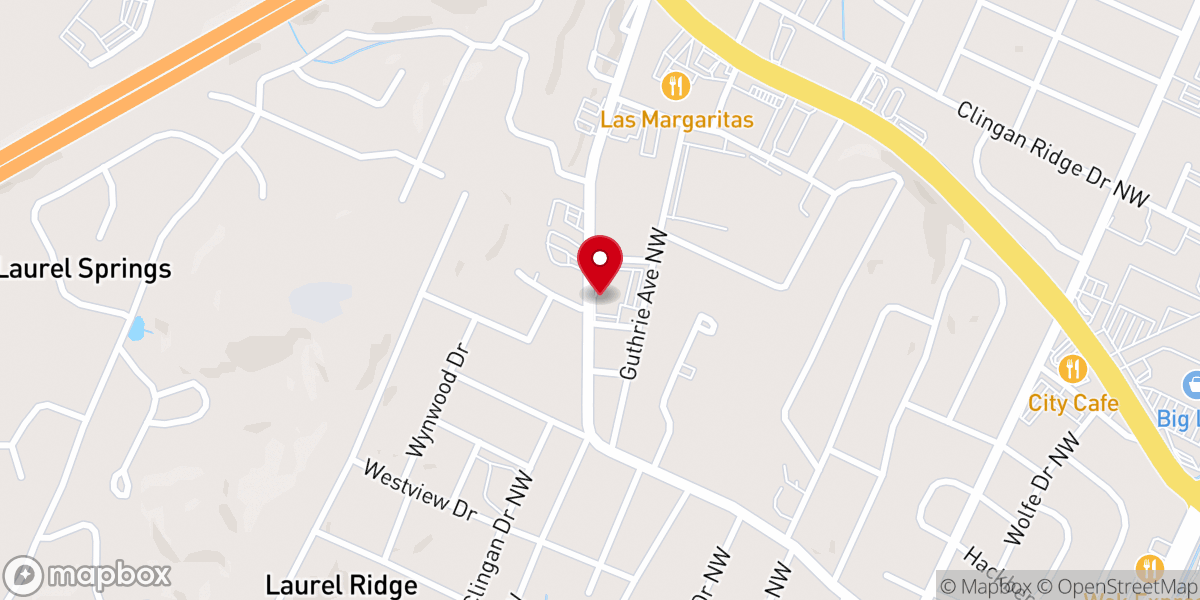 Map showing location of Clingan Ridge Church