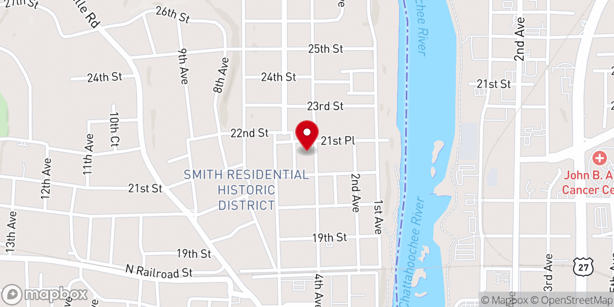 Map showing location of North Phenix Baptist Church