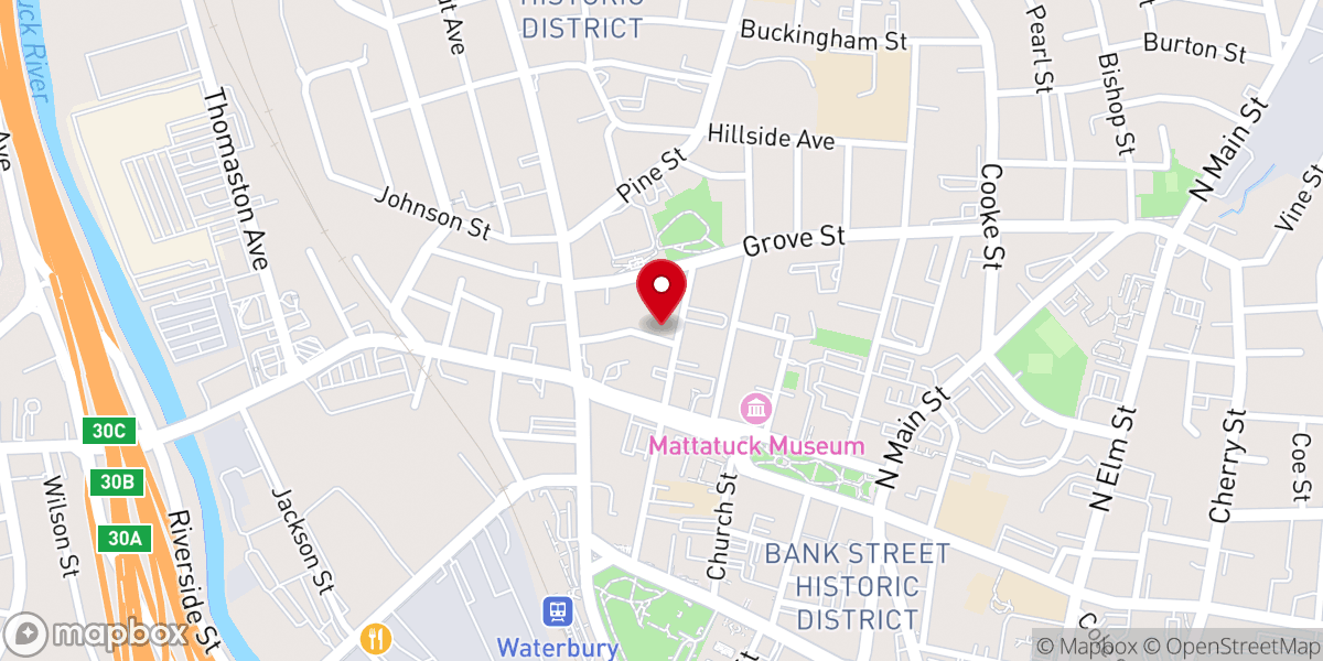 Map showing location of Waterbury Spanish SDA Church