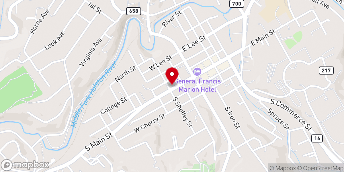 Map showing location of Royal Oak Presbyterian Church
