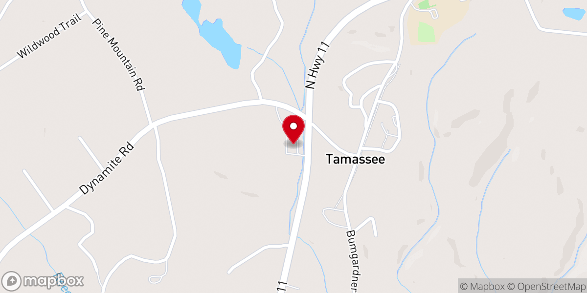 Map showing location of Tamassee Thrift Store