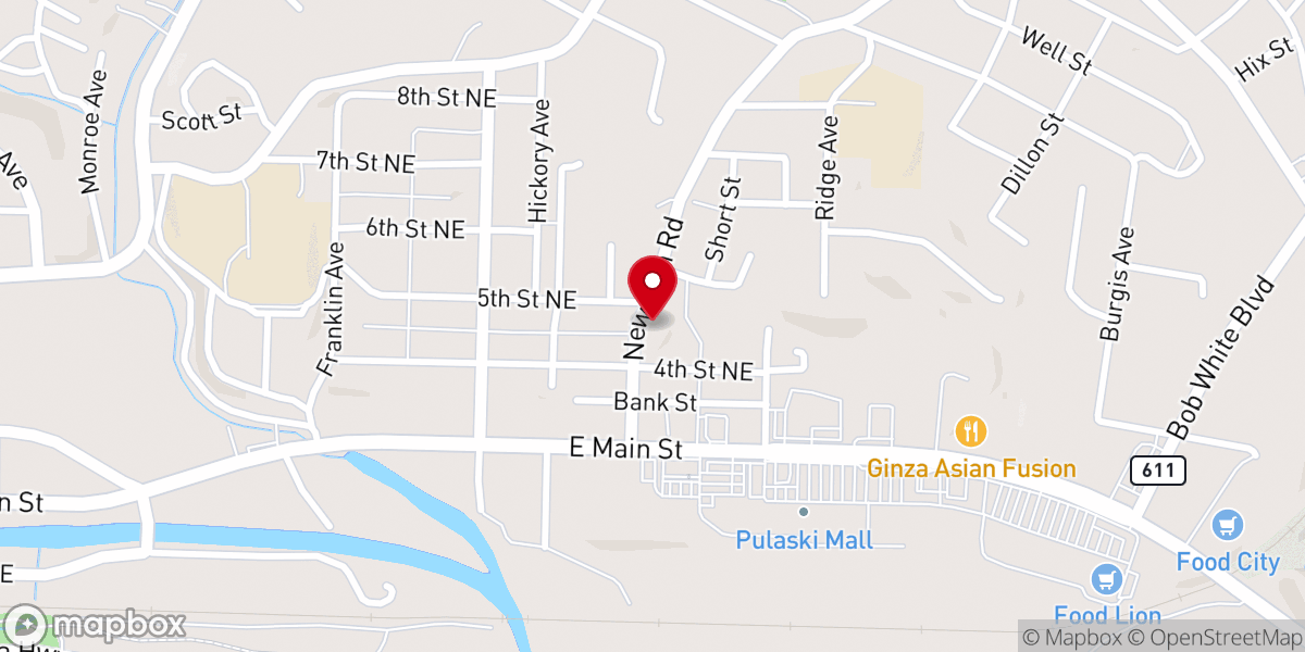 Map showing location of Brush Arbor Worship Center