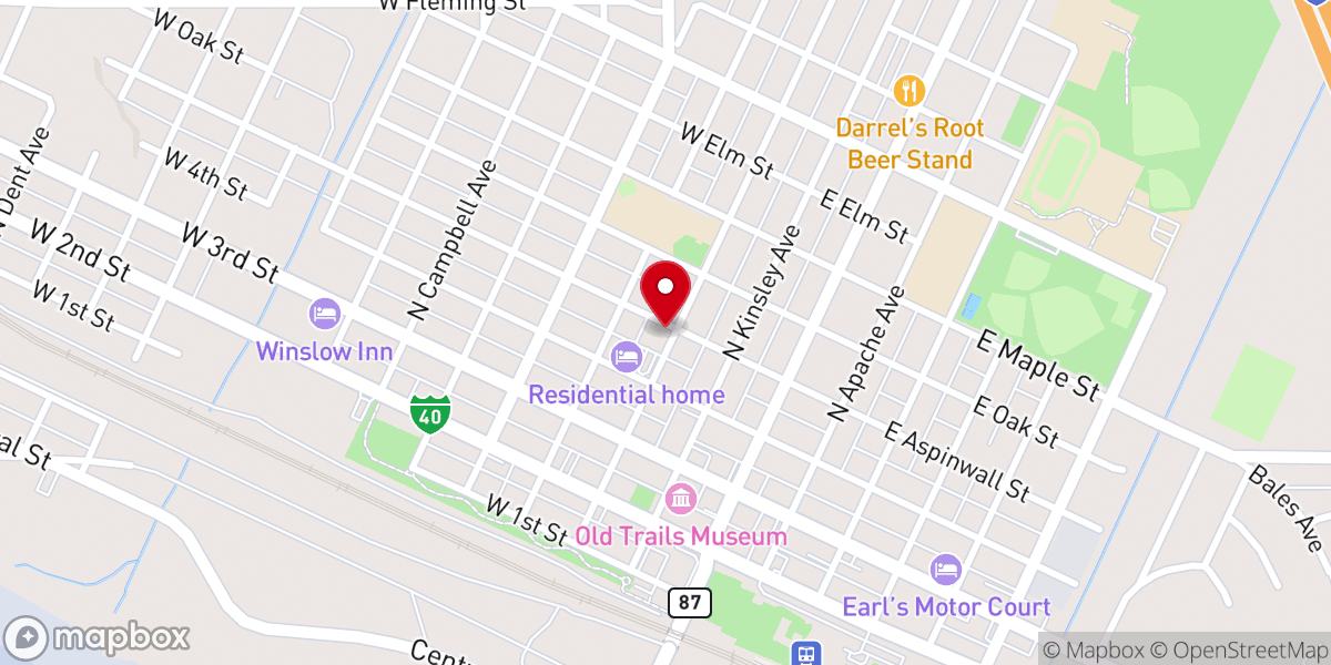 Map showing location of First Baptist Church Worship Center