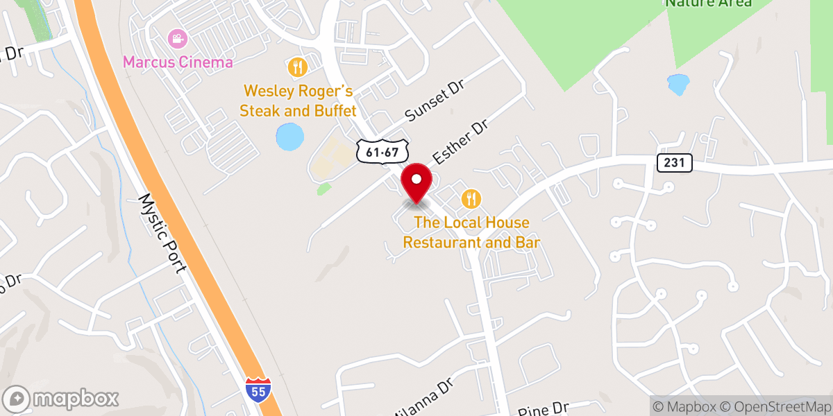 Map showing location of New Hope United Methodist Church