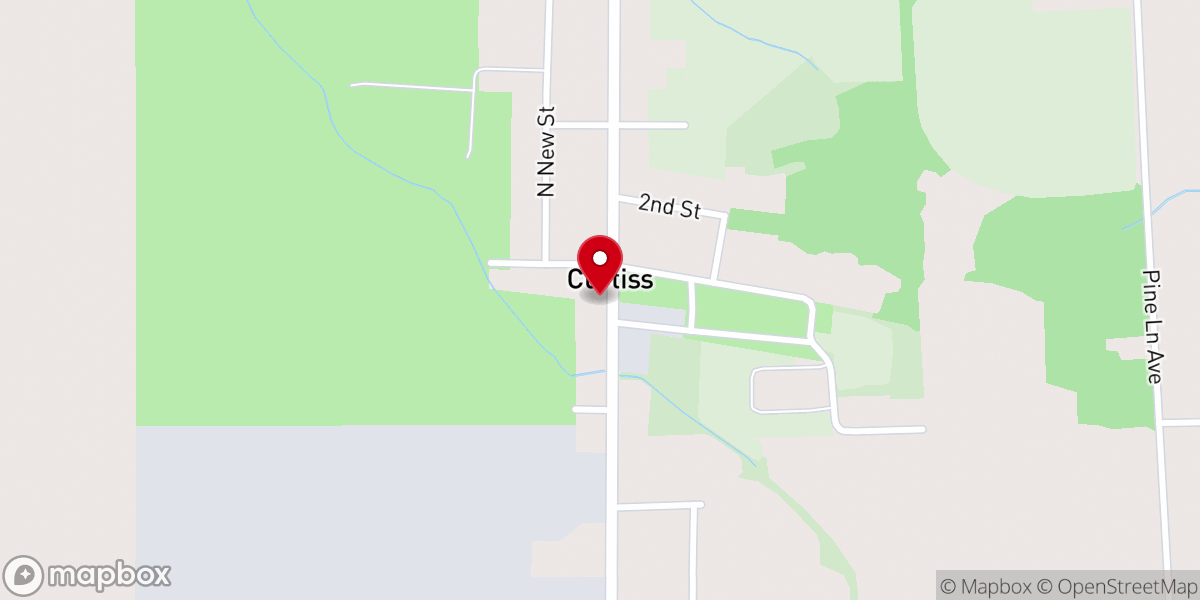 Map showing location of Village of Curtiss
