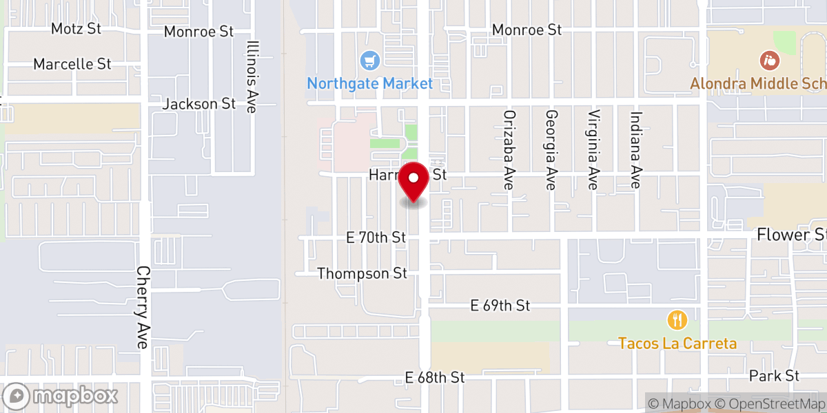 Map showing location of Paramount United Methodist Church