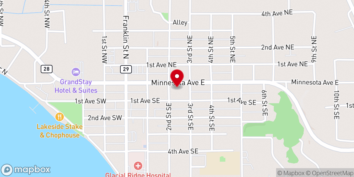Map showing location of Glenwood Lutheran Church