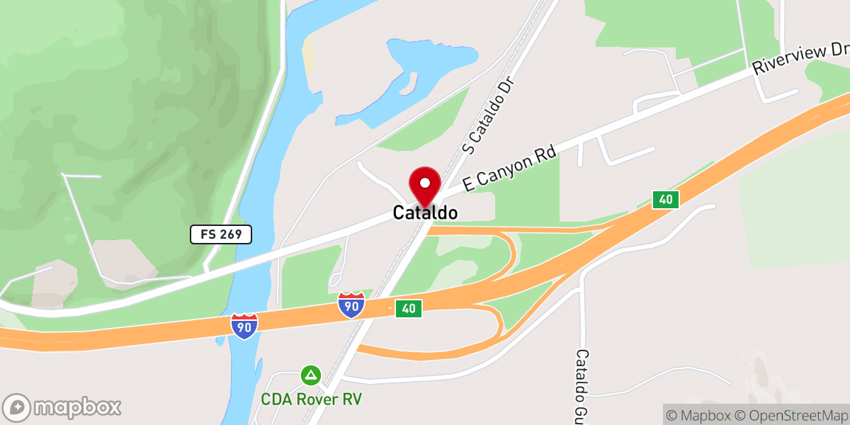 Map showing location of Cataldo