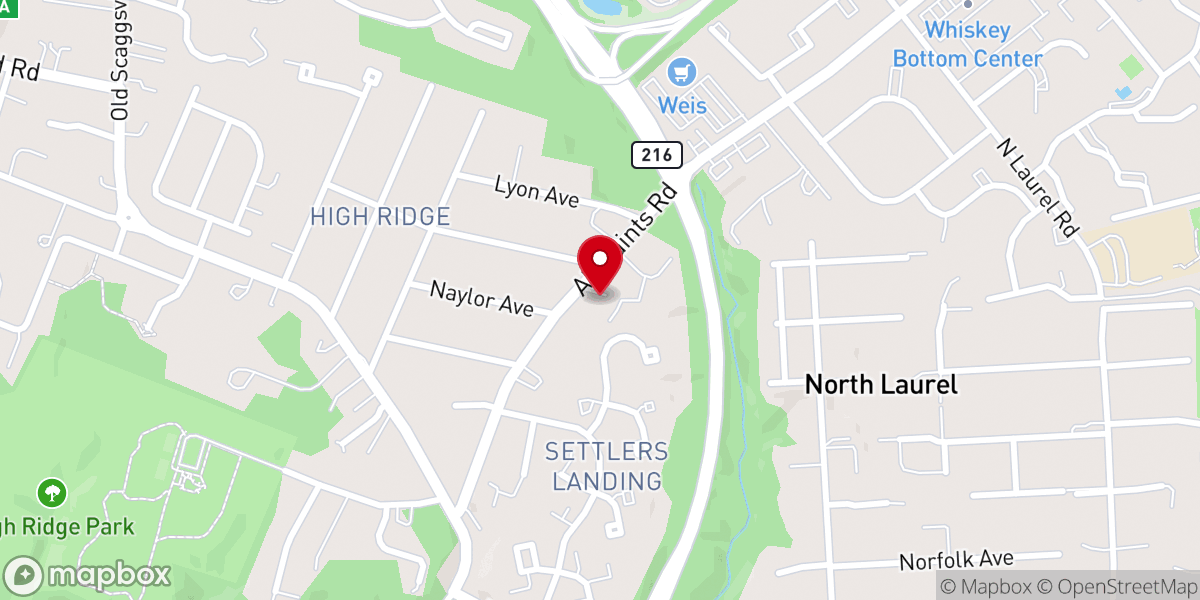 Map showing location of First Baptist Church of High Ridge