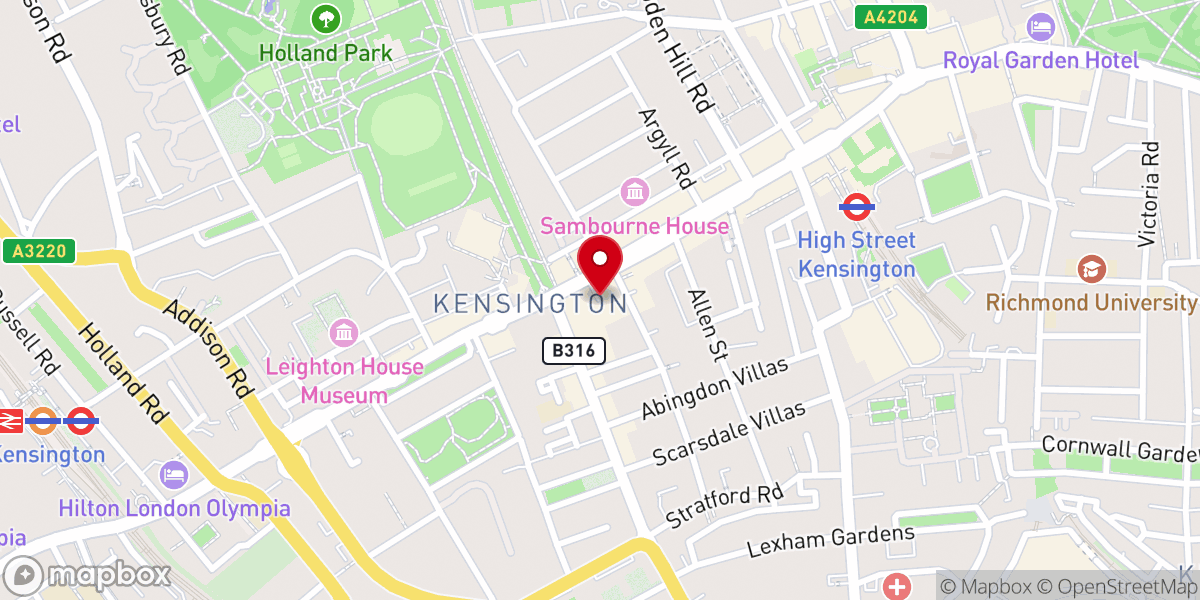 Map showing location of Our Lady of Victories, Kensington