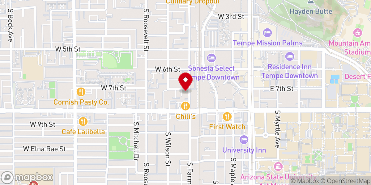 Map showing location of Tempe Full Gospel Church