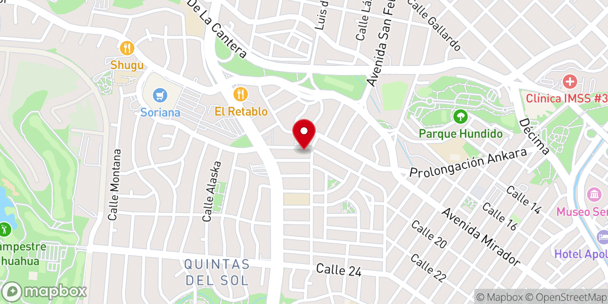 Map showing location of Parroquia Santo Niño de Jesús de Praga