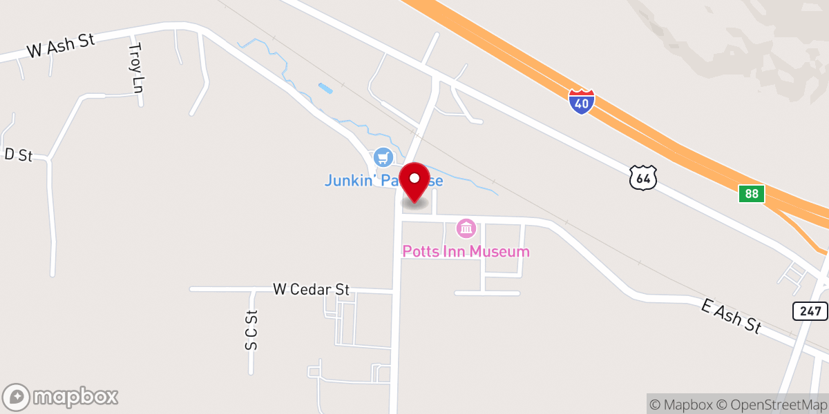 Map showing location of Pottsville United Methodist Church