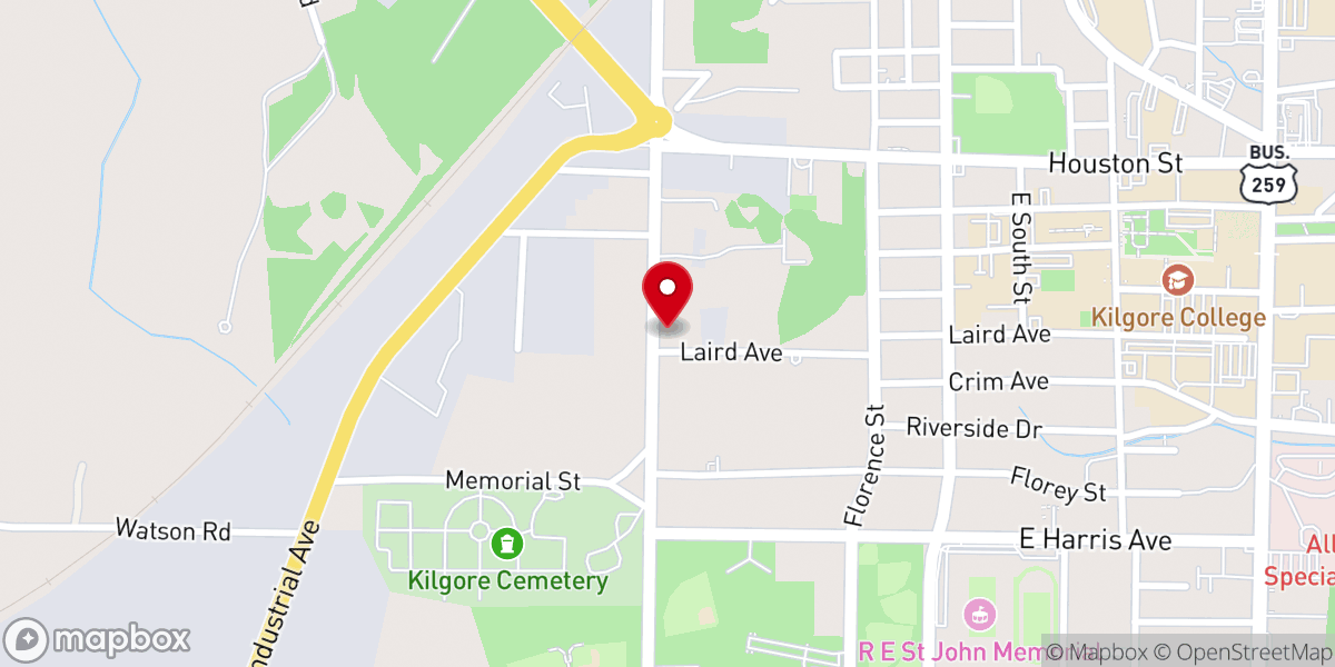 Map showing location of Xciting Kilgore Baptist Church