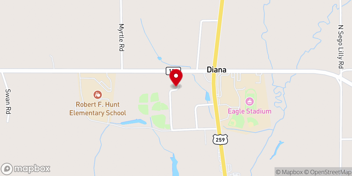 Map showing location of Diana Methodist Parsonage