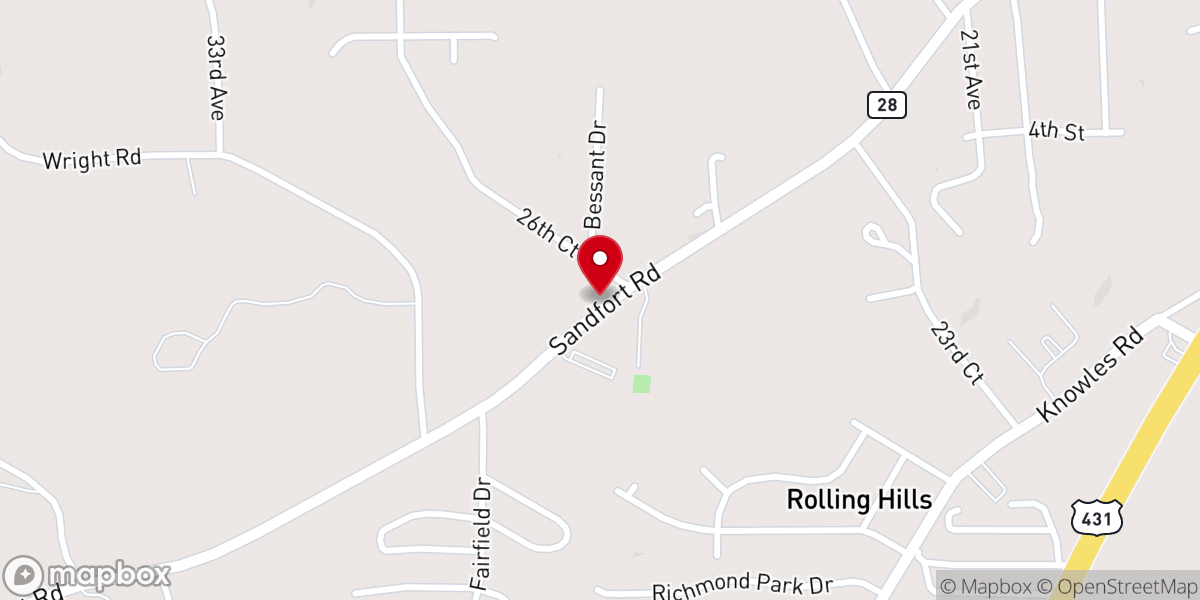 Map showing location of Sanford Assembly of God Church