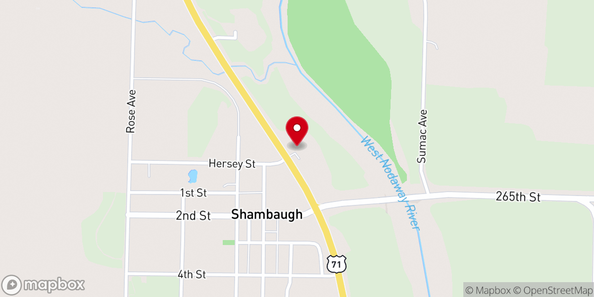 Map showing location of Harvest Fellowship of Shambaugh, Iowa