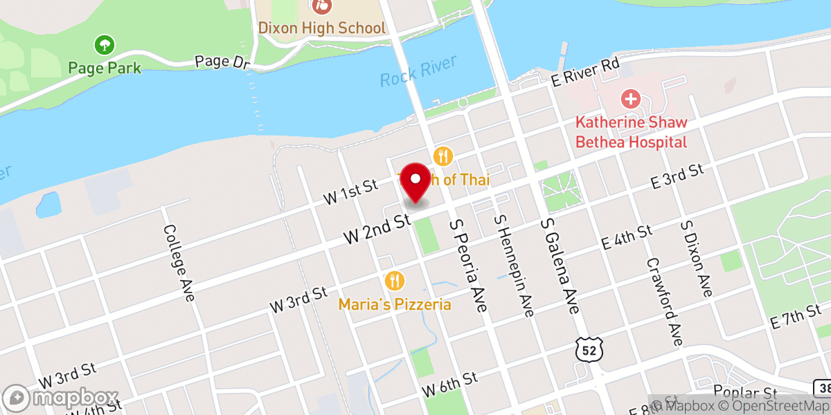 Map showing location of Dixon Christian Science Church