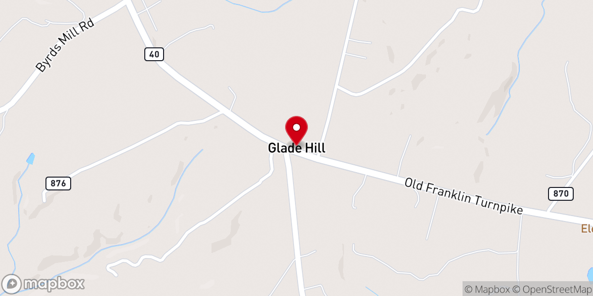 Map showing location of Glade Hill