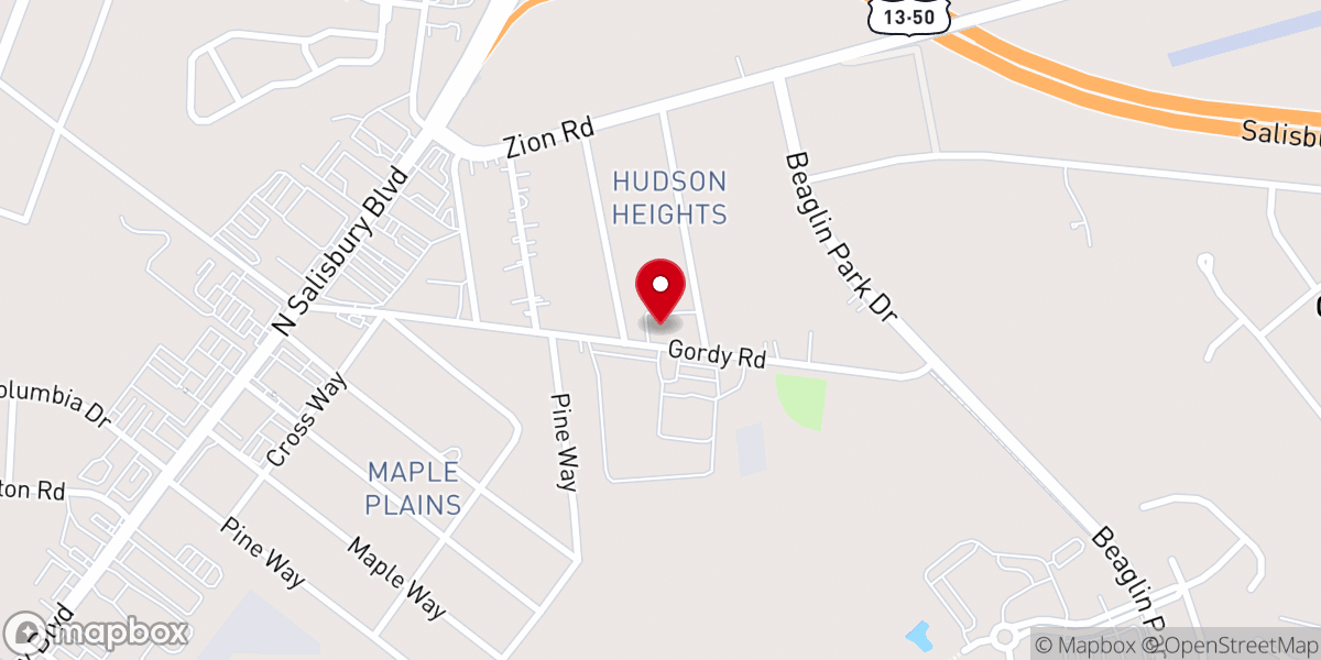 Map showing location of Delmarva Evangelistic Church