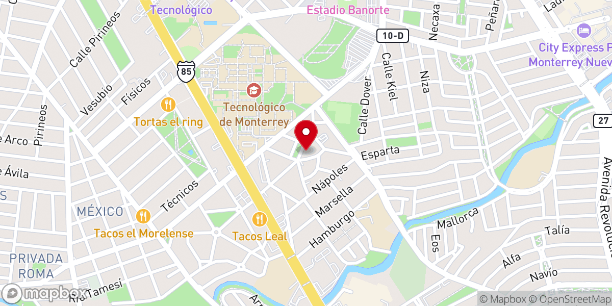 Map showing location of Parroquia Universitaria San Juan Bosco