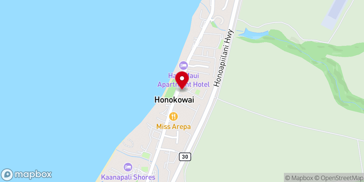 Map showing location of Lahuiokalani Ka’ānapali Congregational Church.