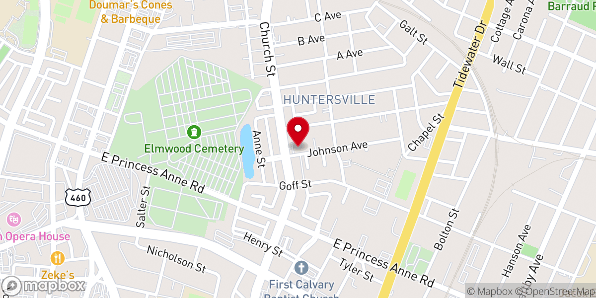 Map showing location of Wesley Union African Methodist Episcopal Church