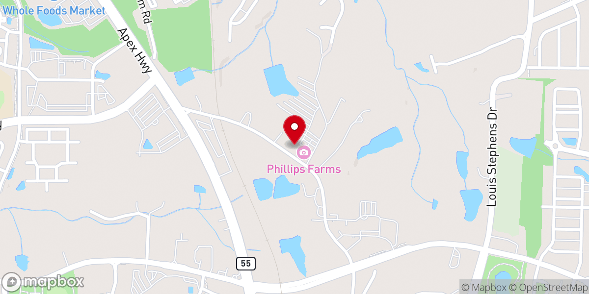 Map showing location of Phillips Farms of Cary