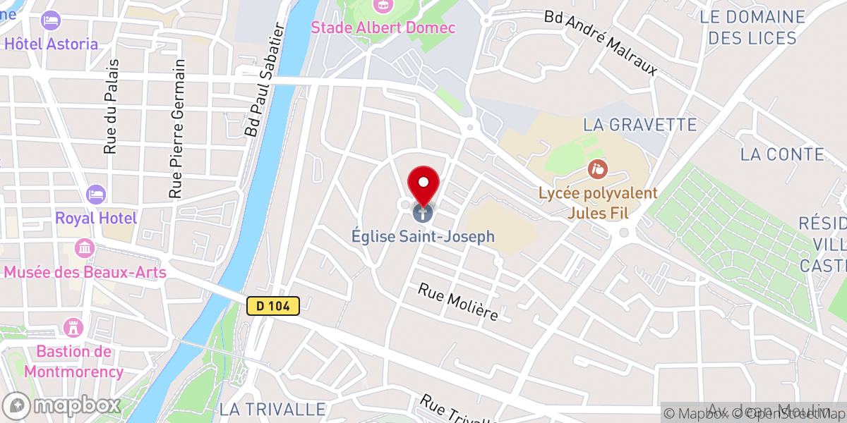 Map showing location of Église Saint-Joseph